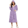 image:imageEkouaer Womens Plush Robes Long Soft Jacquard Fluffy Bathrobe Hooded RobeLight Purple