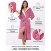 image:imageEkouaer Womens Plush Robes Long Soft Jacquard Fluffy Bathrobe Hooded RobePeach Pink