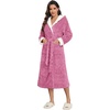 image:imageEkouaer Womens Plush Robes Long Soft Jacquard Fluffy Bathrobe Hooded RobePeach Pink