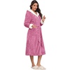 image:imageEkouaer Womens Plush Robes Long Soft Jacquard Fluffy Bathrobe Hooded RobePeach Pink