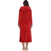 image:imageEkouaer Womens Plush Robes Long Soft Jacquard Fluffy Bathrobe Hooded RobeRed