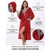 image:imageEkouaer Womens Plush Robes Long Soft Jacquard Fluffy Bathrobe Hooded RobeRed