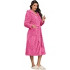 image:imageEkouaer Womens Plush Robes Long Soft Jacquard Fluffy Bathrobe Hooded RobeRose Red