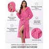 image:imageEkouaer Womens Plush Robes Long Soft Jacquard Fluffy Bathrobe Hooded RobeRose Red