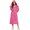image:imageEkouaer Womens Plush Robes Long Soft Jacquard Fluffy Bathrobe Hooded RobeRose Red