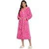 image:imageEkouaer Womens Plush Robes Long Soft Jacquard Fluffy Bathrobe Hooded RobeRose Red