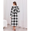 image:imageEkouaer Womens Plush Robes Long Soft Jacquard Fluffy Bathrobe Hooded RobeWhite Black Plaid