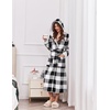 image:imageEkouaer Womens Plush Robes Long Soft Jacquard Fluffy Bathrobe Hooded RobeWhite Black Plaid