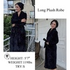 image:imageEkouaer Womens Robe Long Winter Plush Jacquard Bathrobe with Pockets SXXLBlack