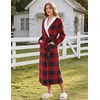 image:imageEkouaer Womens Robe Long Winter Plush Jacquard Bathrobe with Pockets SXXLRed Black Plaid
