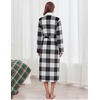 image:imageEkouaer Womens Robe Long Winter Plush Jacquard Bathrobe with Pockets SXXLWhite Black Plaid
