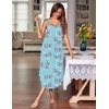 image:imageEkouaer Womens Sleeveless Nightgowns Long Sleep Dress Wide Strap SleepwearBlue Flower