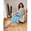 image:imageEkouaer Womens Sleeveless Nightgowns Long Sleep Dress Wide Strap SleepwearBlue Flower
