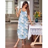 image:imageEkouaer Womens Sleeveless Nightgowns Long Sleep Dress Wide Strap SleepwearLight Blue Floral