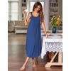 image:imageEkouaer Womens Sleeveless Nightgowns Long Sleep Dress Wide Strap SleepwearNavy