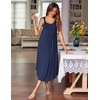 image:imageEkouaer Womens Sleeveless Nightgowns Long Sleep Dress Wide Strap SleepwearNavy Blue