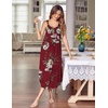 image:imageEkouaer Womens Sleeveless Nightgowns Long Sleep Dress Wide Strap SleepwearRed Flowers