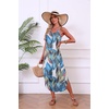 image:imageEkouaer Womens Swimsuit Beach Cover Up Dress Spaghetti Strap Cover UpBig Leaves