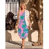image:imageEkouaer Womens Swimsuit Beach Cover Up Dress Spaghetti Strap Cover UpPink Coconut Tree