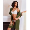 image:imageEkouaer Zip Up Robes for Women Short Knit Bathrobe with PocketsArmy Green