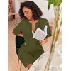 image:imageEkouaer Zip Up Robes for Women Short Knit Bathrobe with PocketsArmy Green