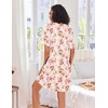 image:imageEkouaer Zip Up Robes for Women Short Knit Bathrobe with PocketsBeige Flower