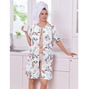 image:imageEkouaer Zip Up Robes for Women Short Knit Bathrobe with PocketsBig Floral White
