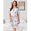 image:imageEkouaer Zip Up Robes for Women Short Knit Bathrobe with PocketsBig Floral White