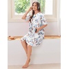 image:imageEkouaer Zip Up Robes for Women Short Knit Bathrobe with PocketsBig Floral White