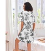 image:imageEkouaer Zip Up Robes for Women Short Knit Bathrobe with PocketsBlack Plant