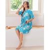 image:imageEkouaer Zip Up Robes for Women Short Knit Bathrobe with PocketsBlue White Flower