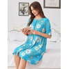 image:imageEkouaer Zip Up Robes for Women Short Knit Bathrobe with PocketsBlue White Flower