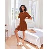 image:imageEkouaer Zip Up Robes for Women Short Knit Bathrobe with PocketsCaramel