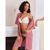 image:imageEkouaer Zip Up Robes for Women Short Knit Bathrobe with PocketsCoral