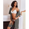 image:imageEkouaer Zip Up Robes for Women Short Knit Bathrobe with PocketsDeep Gray