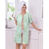 image:imageEkouaer Zip Up Robes for Women Short Knit Bathrobe with PocketsFloral Light Green