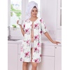 image:imageEkouaer Zip Up Robes for Women Short Knit Bathrobe with PocketsFloral White