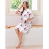image:imageEkouaer Zip Up Robes for Women Short Knit Bathrobe with PocketsFloral White