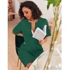 image:imageEkouaer Zip Up Robes for Women Short Knit Bathrobe with PocketsGreen