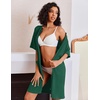 image:imageEkouaer Zip Up Robes for Women Short Knit Bathrobe with PocketsGreen