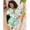 image:imageEkouaer Zip Up Robes for Women Short Knit Bathrobe with PocketsGreen Leaf