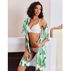 image:imageEkouaer Zip Up Robes for Women Short Knit Bathrobe with PocketsGreen Leaf