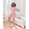 image:imageEkouaer Zip Up Robes for Women Short Knit Bathrobe with PocketsHot Pink