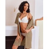 image:imageEkouaer Zip Up Robes for Women Short Knit Bathrobe with PocketsKhaki