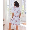 image:imageEkouaer Zip Up Robes for Women Short Knit Bathrobe with PocketsLight Blue Flower