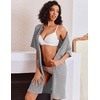 image:imageEkouaer Zip Up Robes for Women Short Knit Bathrobe with PocketsLight Gray