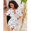 image:imageEkouaer Zip Up Robes for Women Short Knit Bathrobe with PocketsPurple Flower