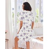 image:imageEkouaer Zip Up Robes for Women Short Knit Bathrobe with PocketsPurple Flower