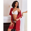 image:imageEkouaer Zip Up Robes for Women Short Knit Bathrobe with PocketsRed