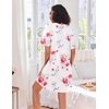 image:imageEkouaer Zip Up Robes for Women Short Knit Bathrobe with PocketsRed Flower